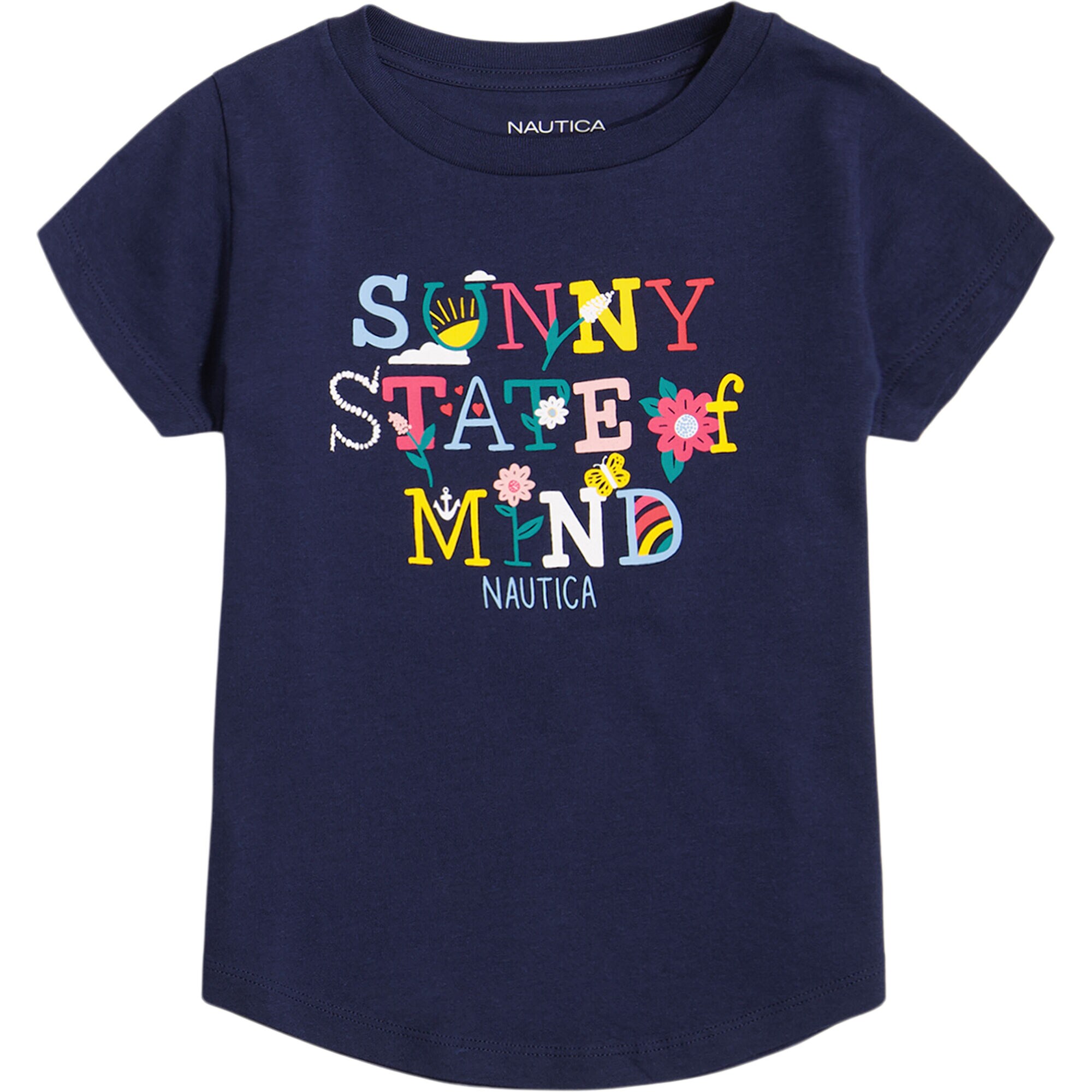 GIRLS' SUNNY STATE OF MIND T-SHIRT (7-16),Navy,large