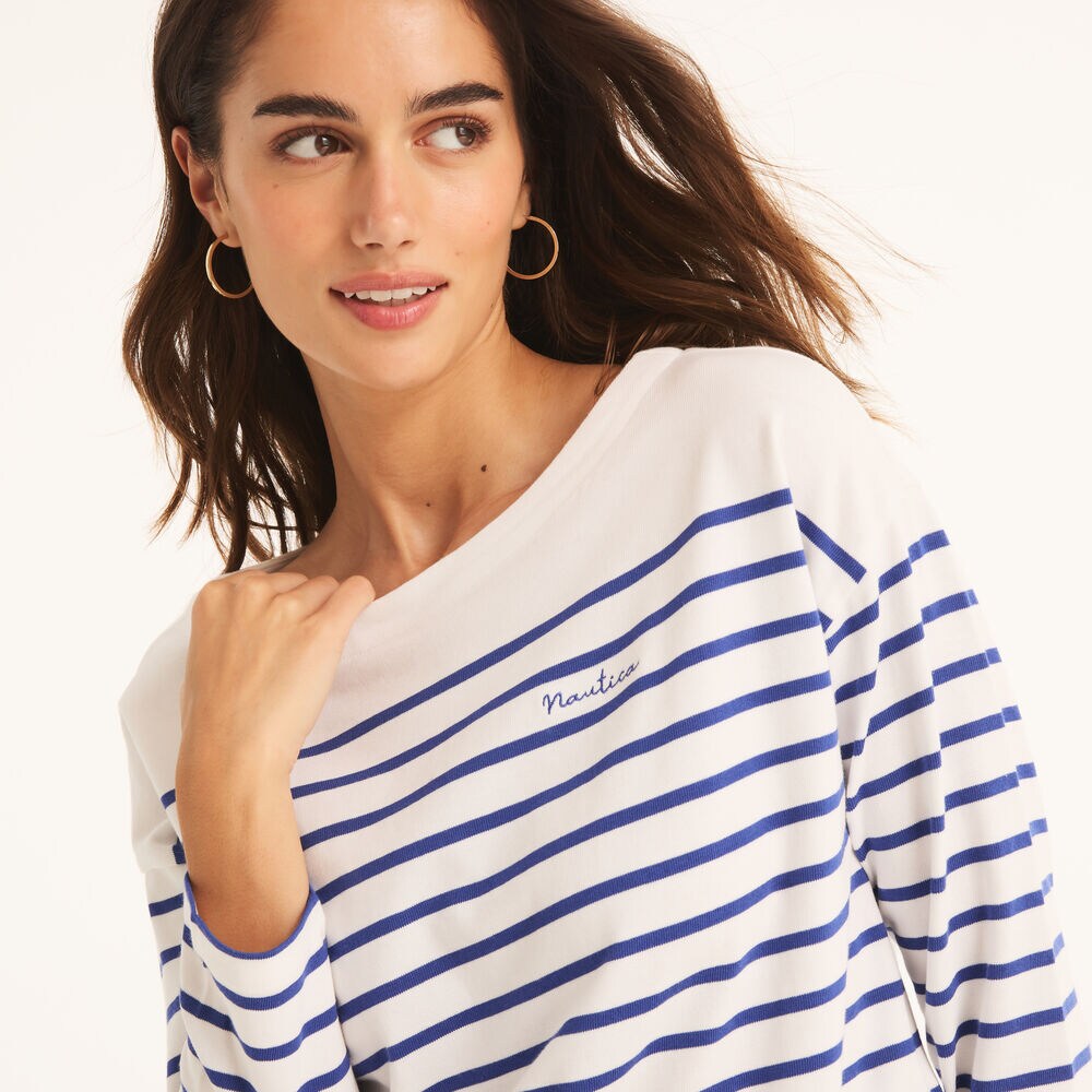 Striped Long-Sleeve T-Shirt,Classic Blue,large
