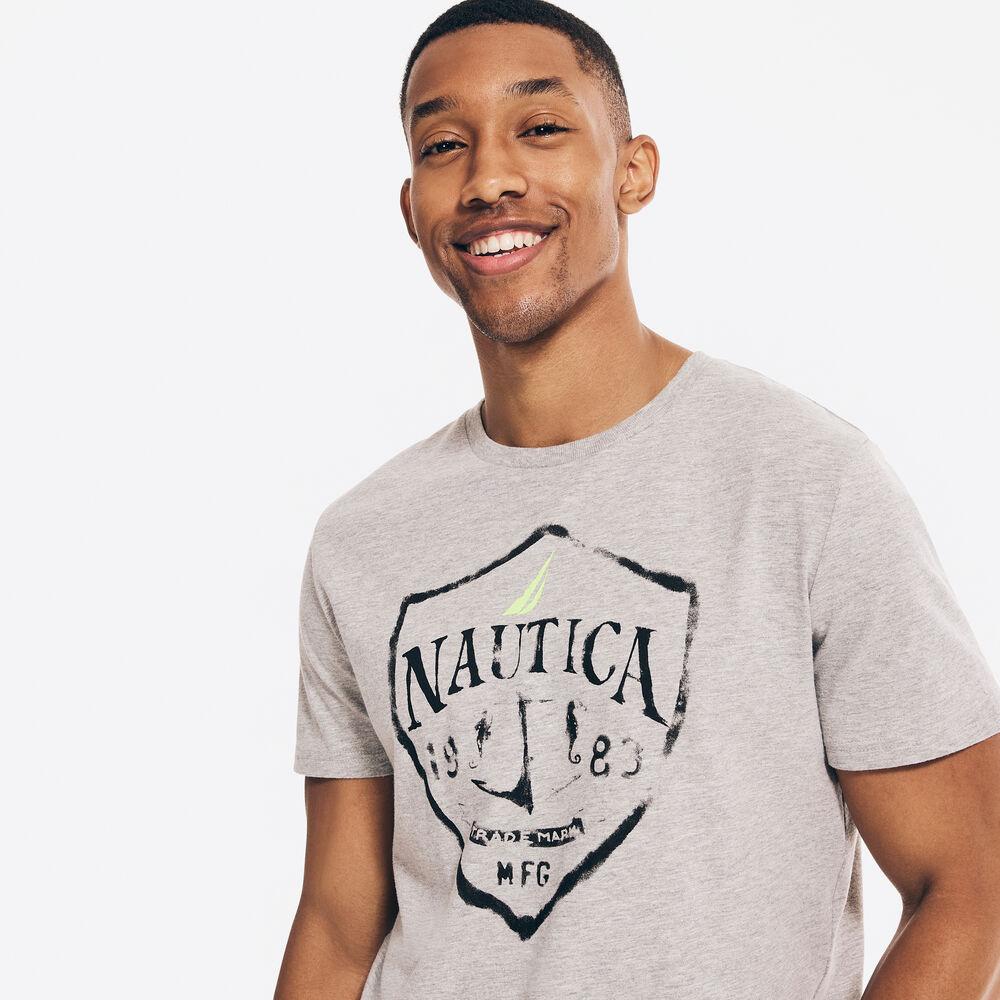 LOGO SHIELD GRAPHIC T-SHIRT,Grey Heather,large