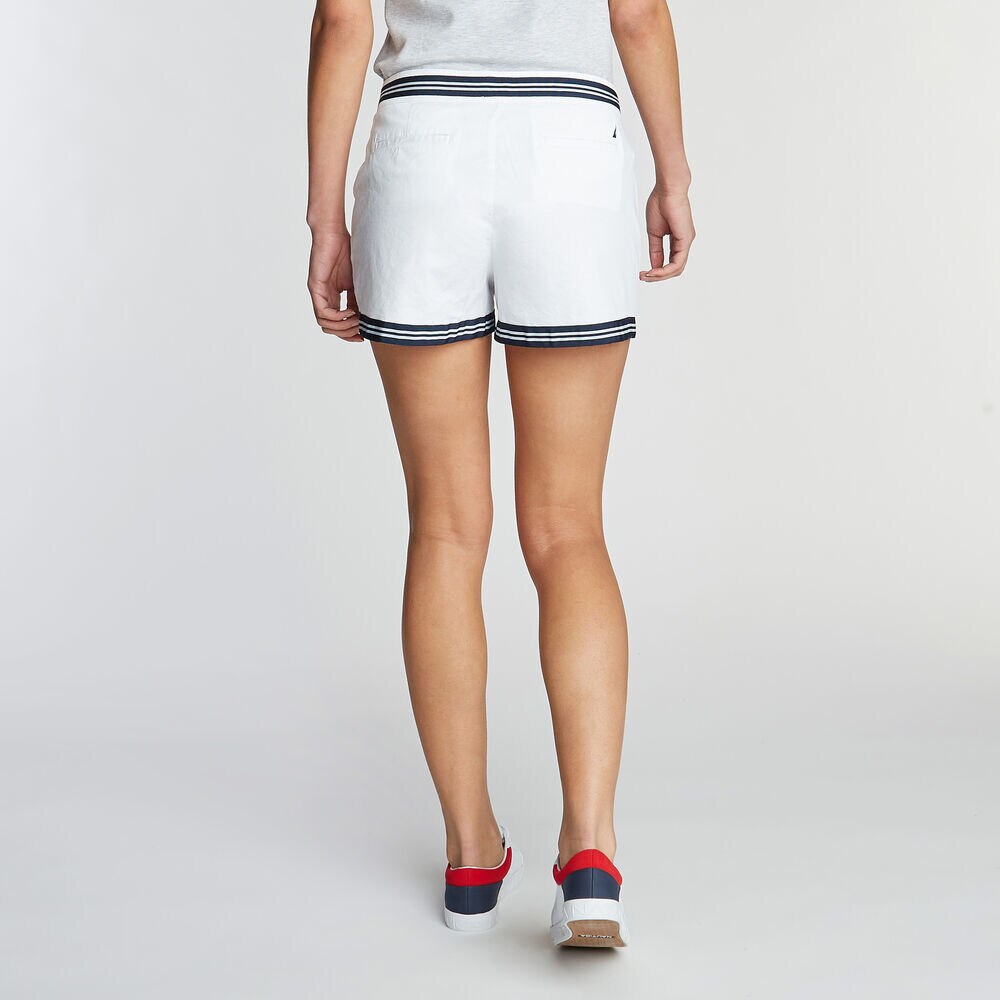 CLASSIC FIT STRETCH TWILL SHORT IN STRIPE TAPE,Bright White,large