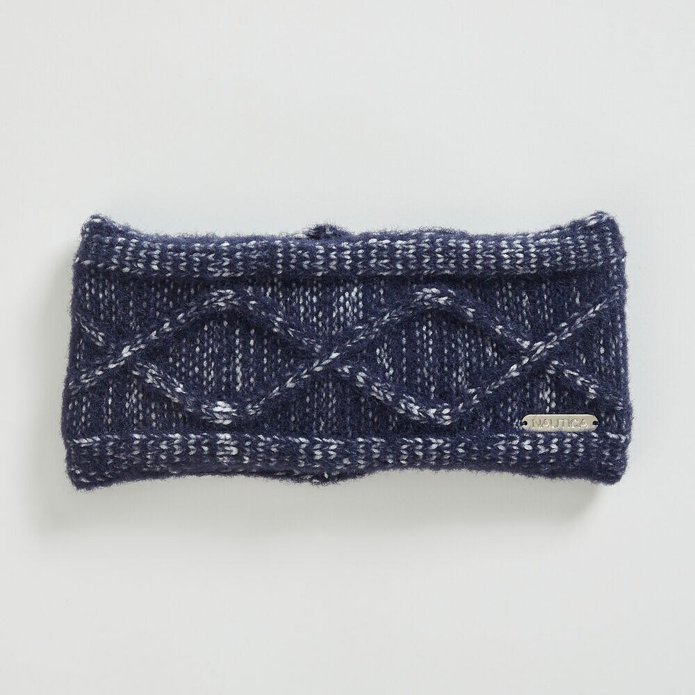 CABLE-KNIT HEADBAND,Navy,large