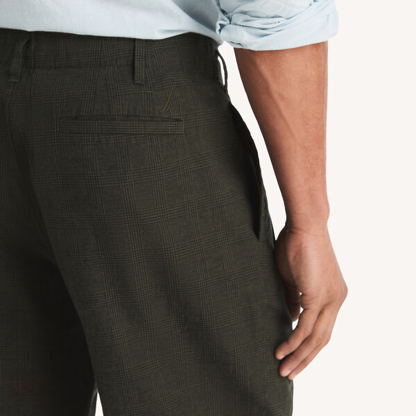 Plaid Pleated Linen Pant