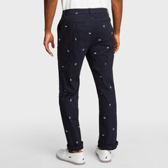 Flat Front Twill Deck Pant in Icon Motif,Navy,large
