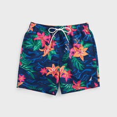 8" FLORAL CAMOUFLAGE PRINT SWIM,Estate Blue,large