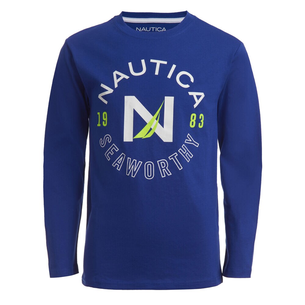 TODDLER BOYS' SEAWORTHY GRAPHIC LONG SLEEVE T-SHIRT (2T-4T),Anchor Blue Heather,large