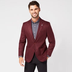 STRETCH STRUCTURED BLAZER IN BURGUNDY,Melonberry,large