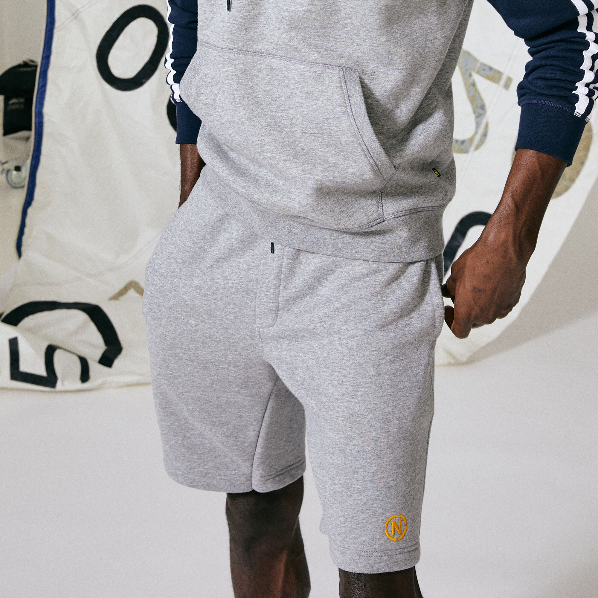 NAUTICA JEANS CO. FLEECE SHORT,Stone Grey Heather,large