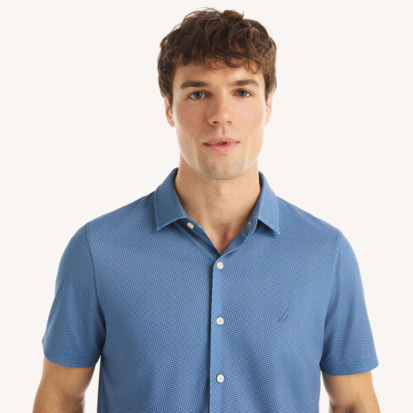 Printed Button-Front Performance Polo