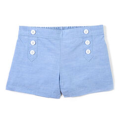 Toddler Girls' Nautical Button Front Shorts (2T-4T),Pure Deep Sea Wash,large