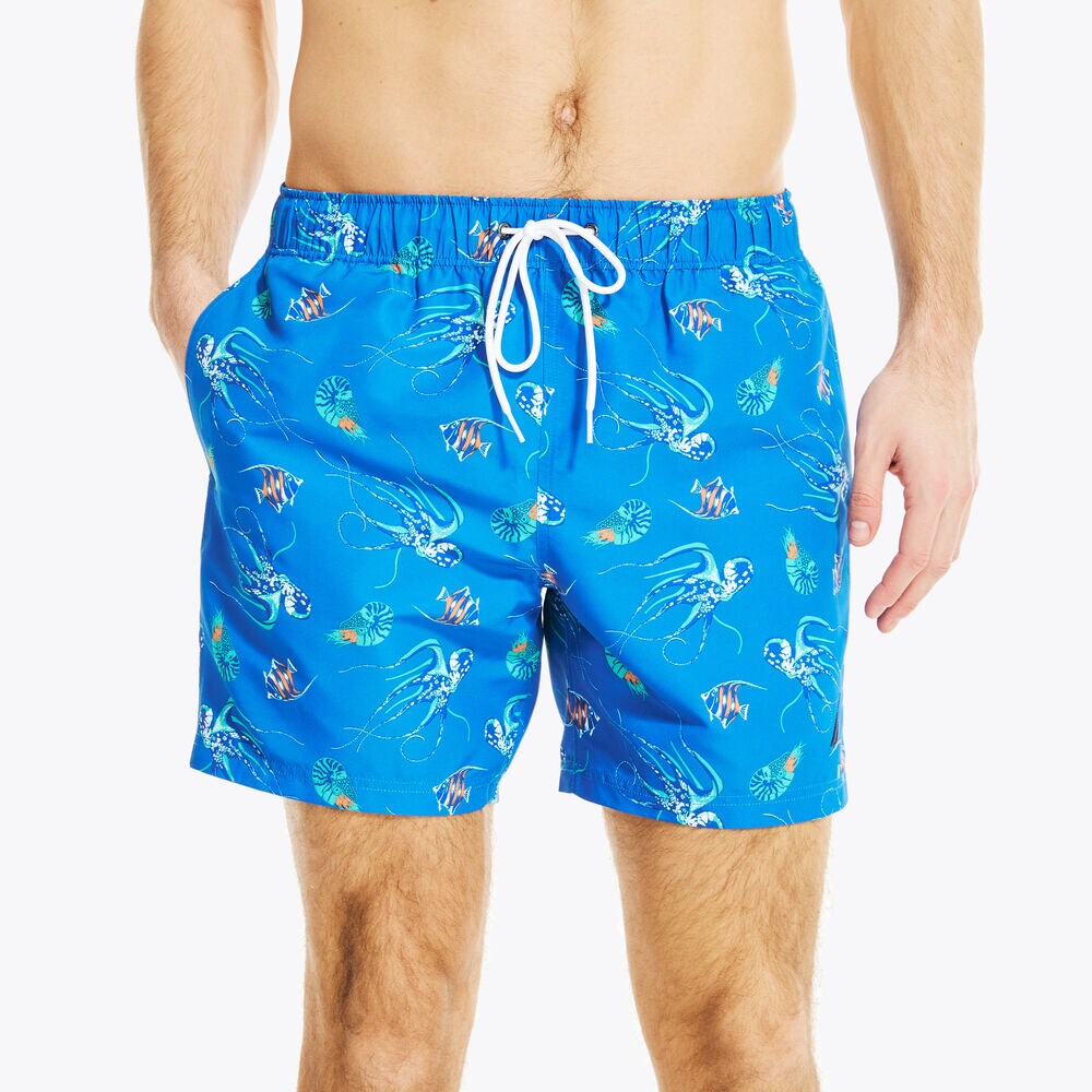 SUSTAINABLY CRAFTED 6" AQUA PRINT SWIM,True Navy,large