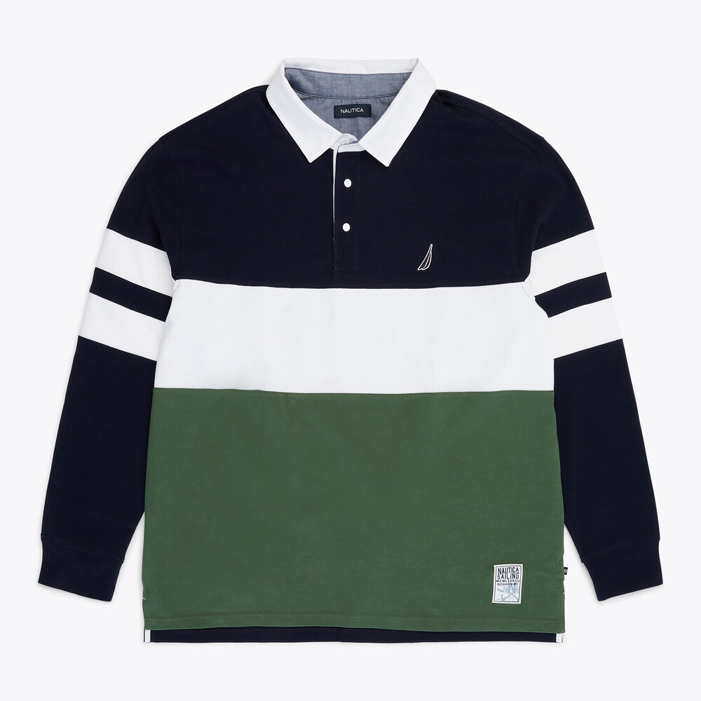 BIG & TALL RUGBY POLO SHIRT,Navy,large