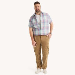 Big & Tall Plaid Short-Sleeve Shirt,Deep Fuschia,large