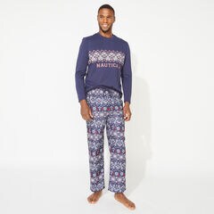 MEN'S FAIR ISLE FAMILY SLEEP SET,Navy,large