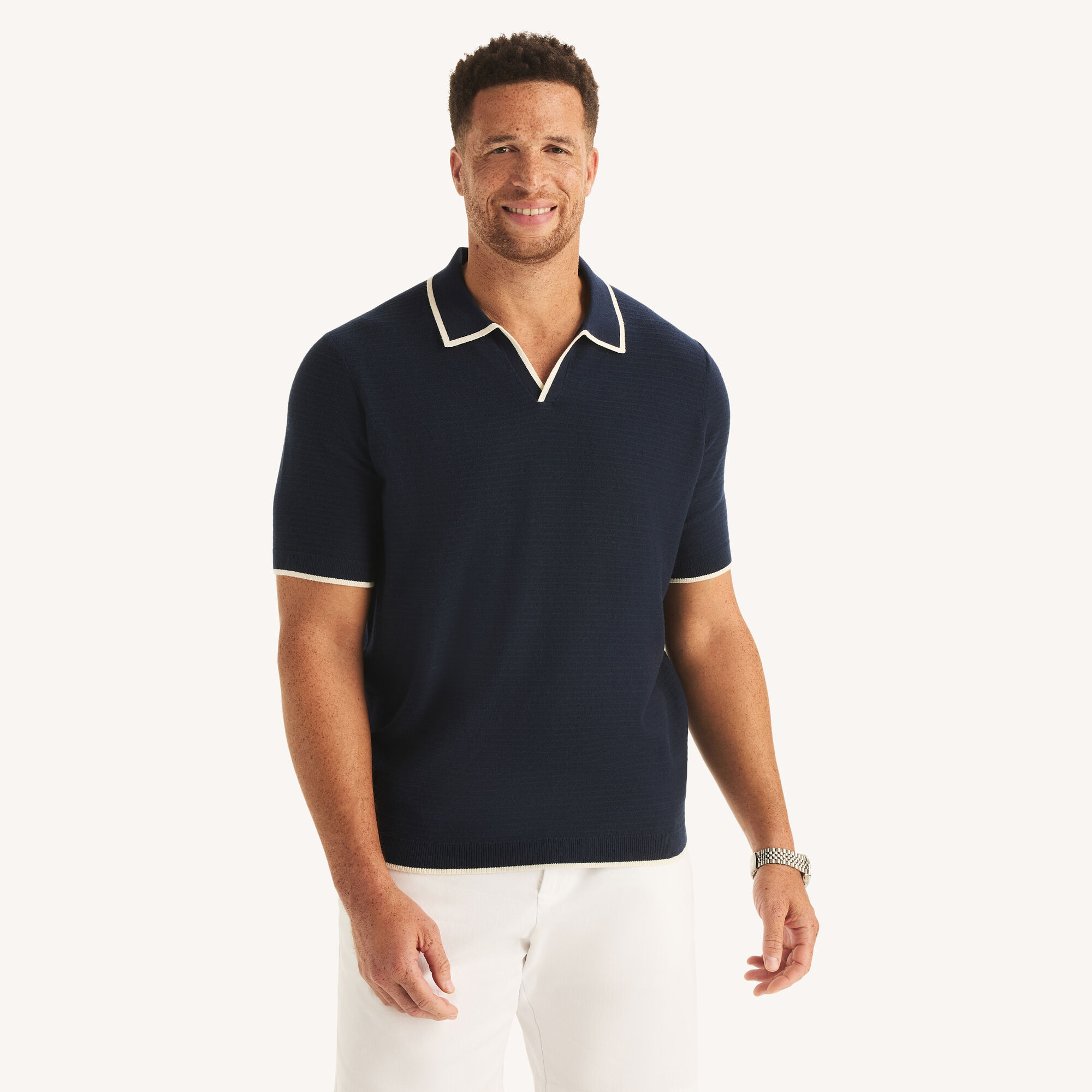 Big & Tall Tipped Textured Sweater Polo,Stellar Blue Heather,large