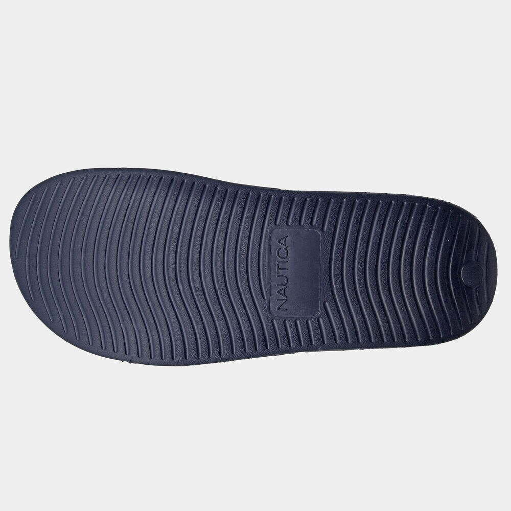 LOGO STRIPE SLIDE SANDALS,Navy,large