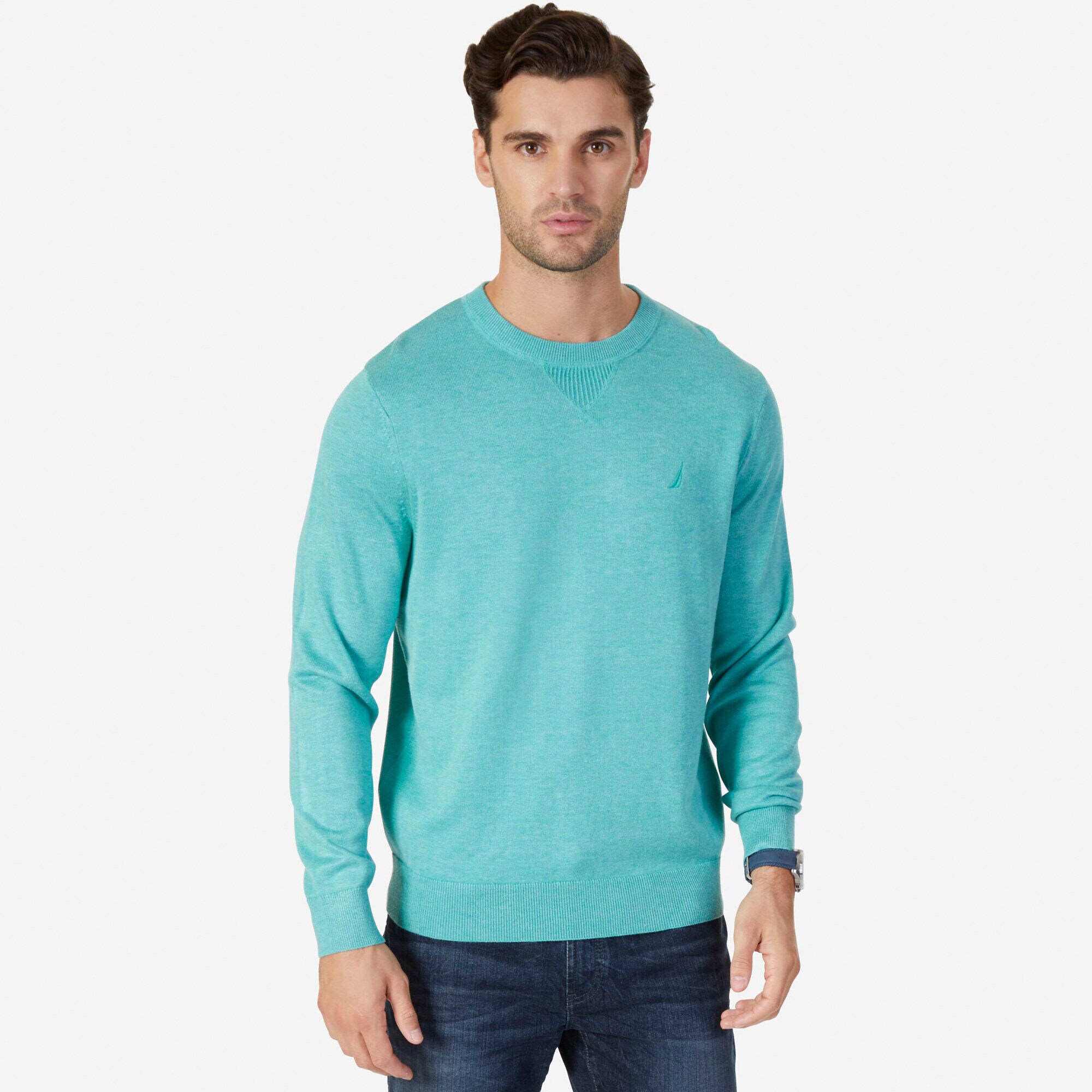 Long Sleeve Crewneck Pullover,Pine,large