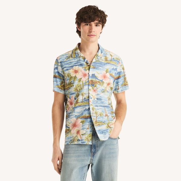 Printed Short-Sleeve Camp Shirt