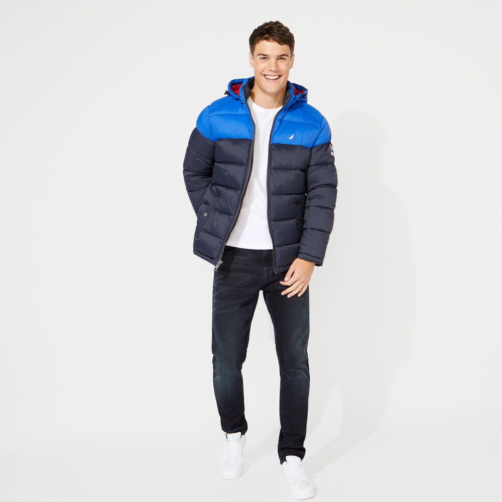 PUFFER JACKET WITH REMOVABLE HOOD,Admiral Blue,large