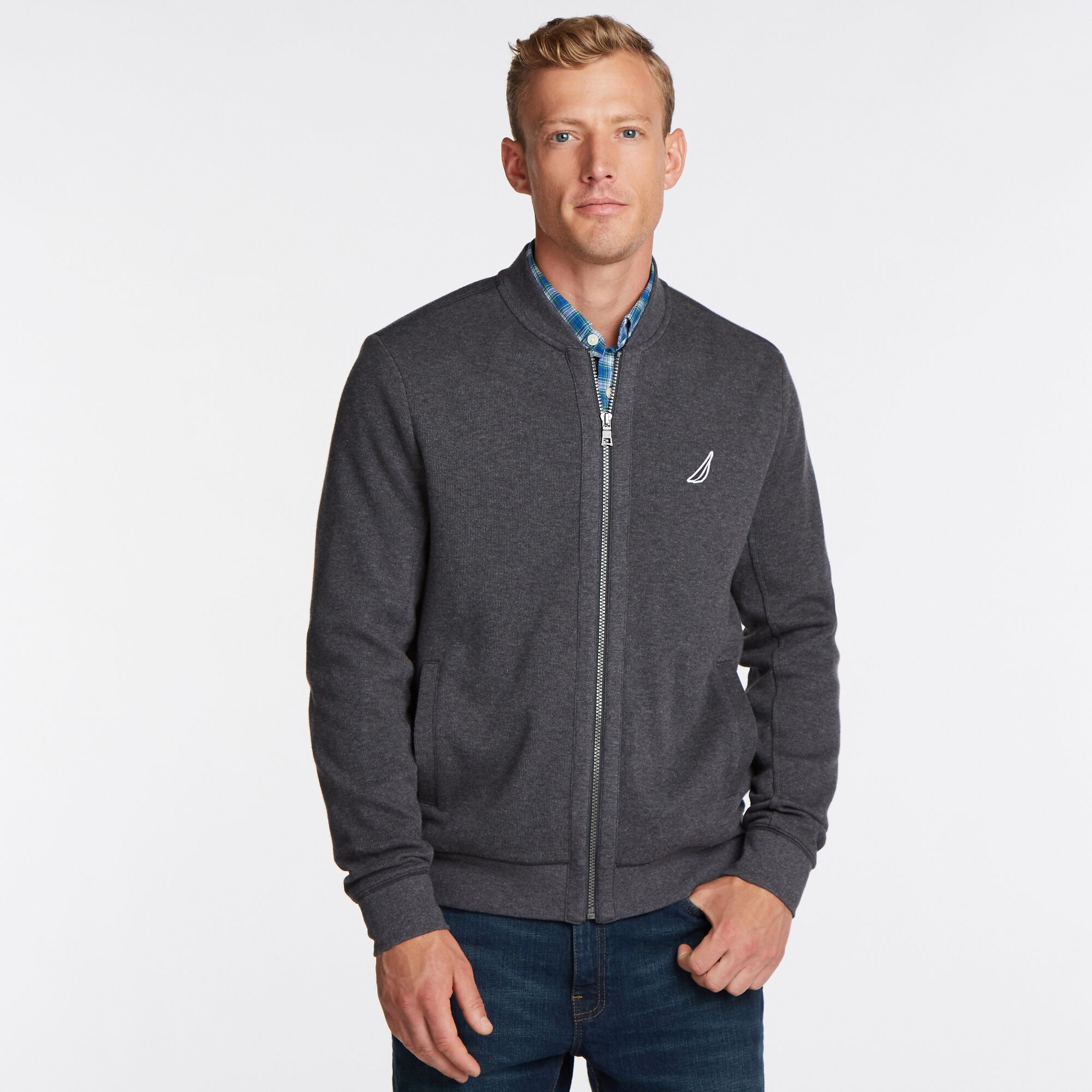 BRAND ICON BOMBER JACKET,Charcoal Heather,large