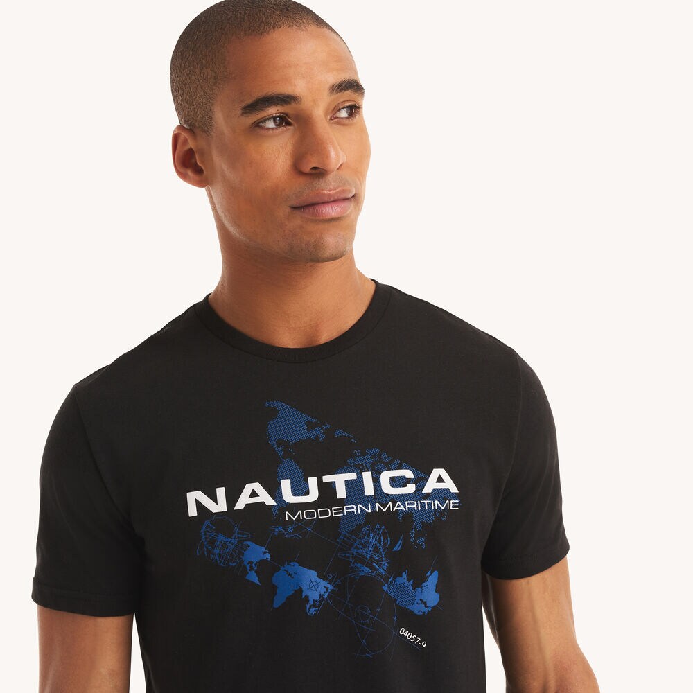 Modern Maritime Graphic T-Shirt,True Black,large