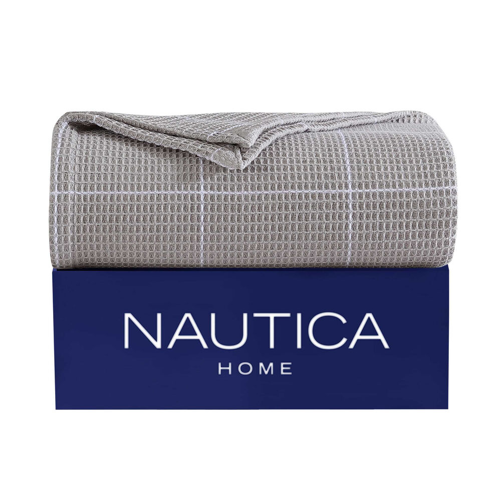 Bridgeport Waffle Grid Grey Full/Queen Blanket,Sienna-dust,large