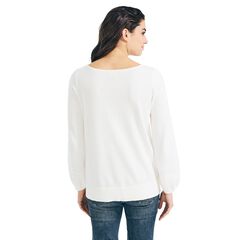 POINTELLE-KNIT BOAT NECK SWEATER,Marshmallow,large