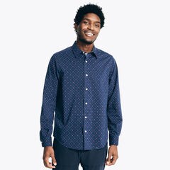 Navtech Trim Fit Printed Shirt,Peacoat,large
