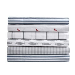 AUDLEY STRIPED RED QUEEN SHEET SET,Tango Red,large