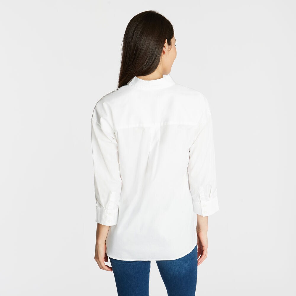 Classic Fit Poplin Tunic Shirt,Bright White,large