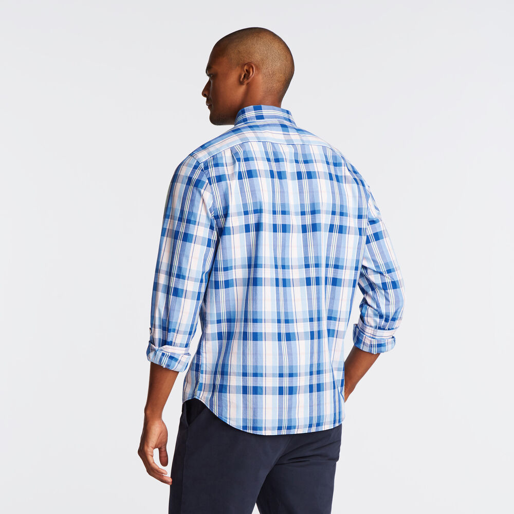 CLASSIC FIT POPLIN SHIRT IN PLAID,Clear Sky Blue,large