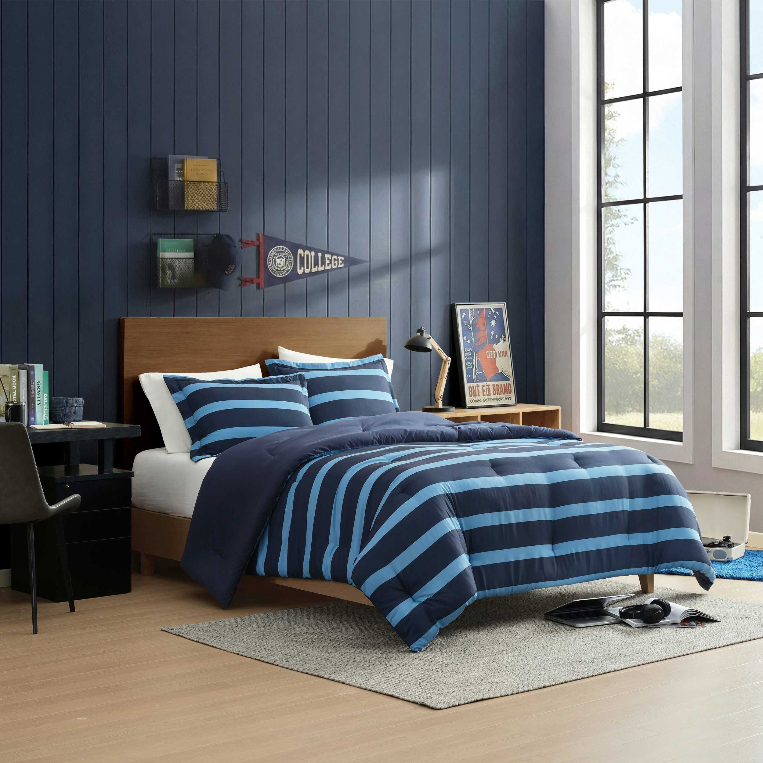Keelson Stripe Blue Full/Queen Comforter Set | Nautica