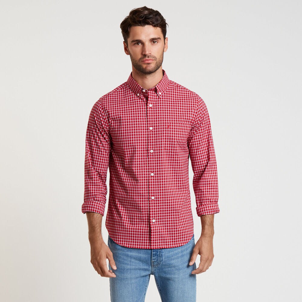 SLIM FIT WRINKLE-RESISTANT POPLIN SHIRT,Nautica Red,large