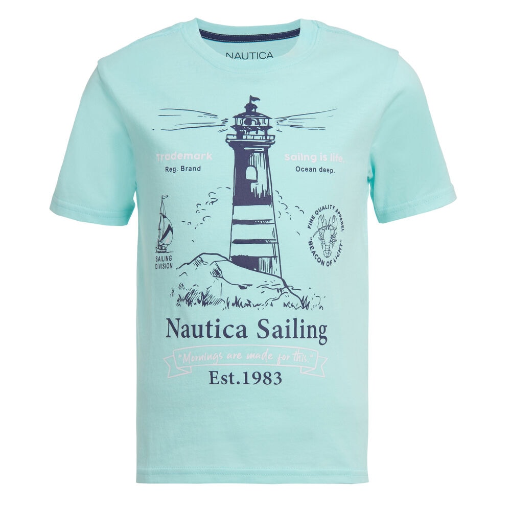BOYS' LIGHTHOUSE GRAPHIC T-SHIRT (8-20),Azure Blue,large