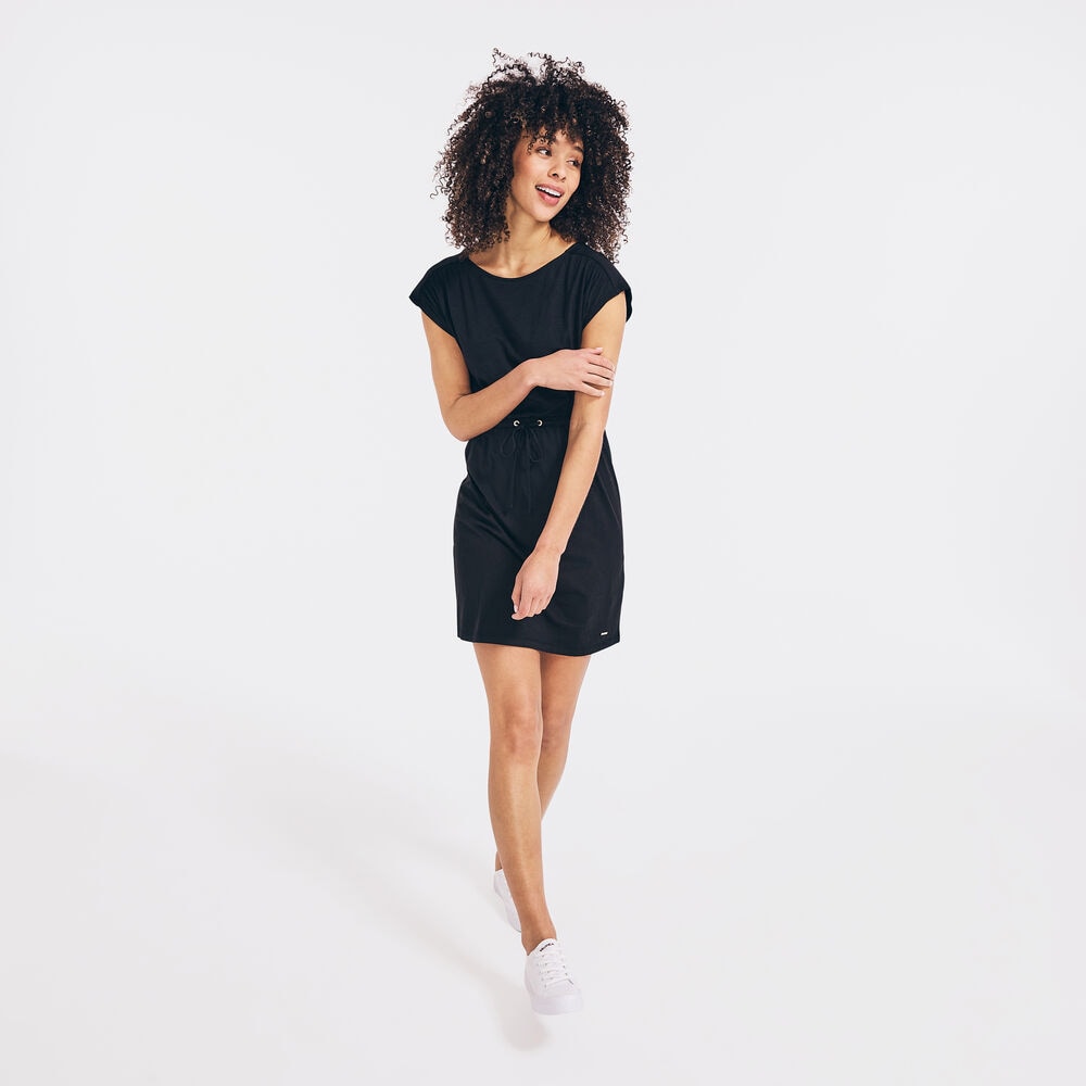 SUSTAINABLY CRAFTED OPEN-BACK DRESS,True Black,large
