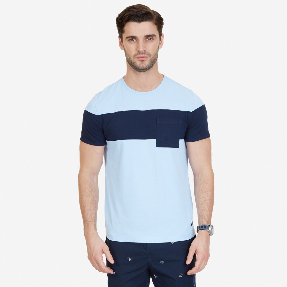 Color Block T-Shirt,Sea Mist,large