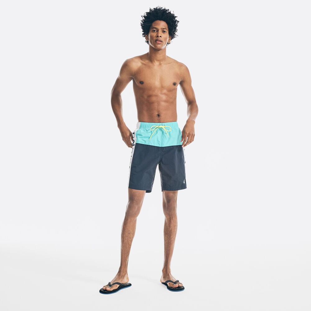 8" COLORBLOCK LOGO SWIM,Aqua Sky,large