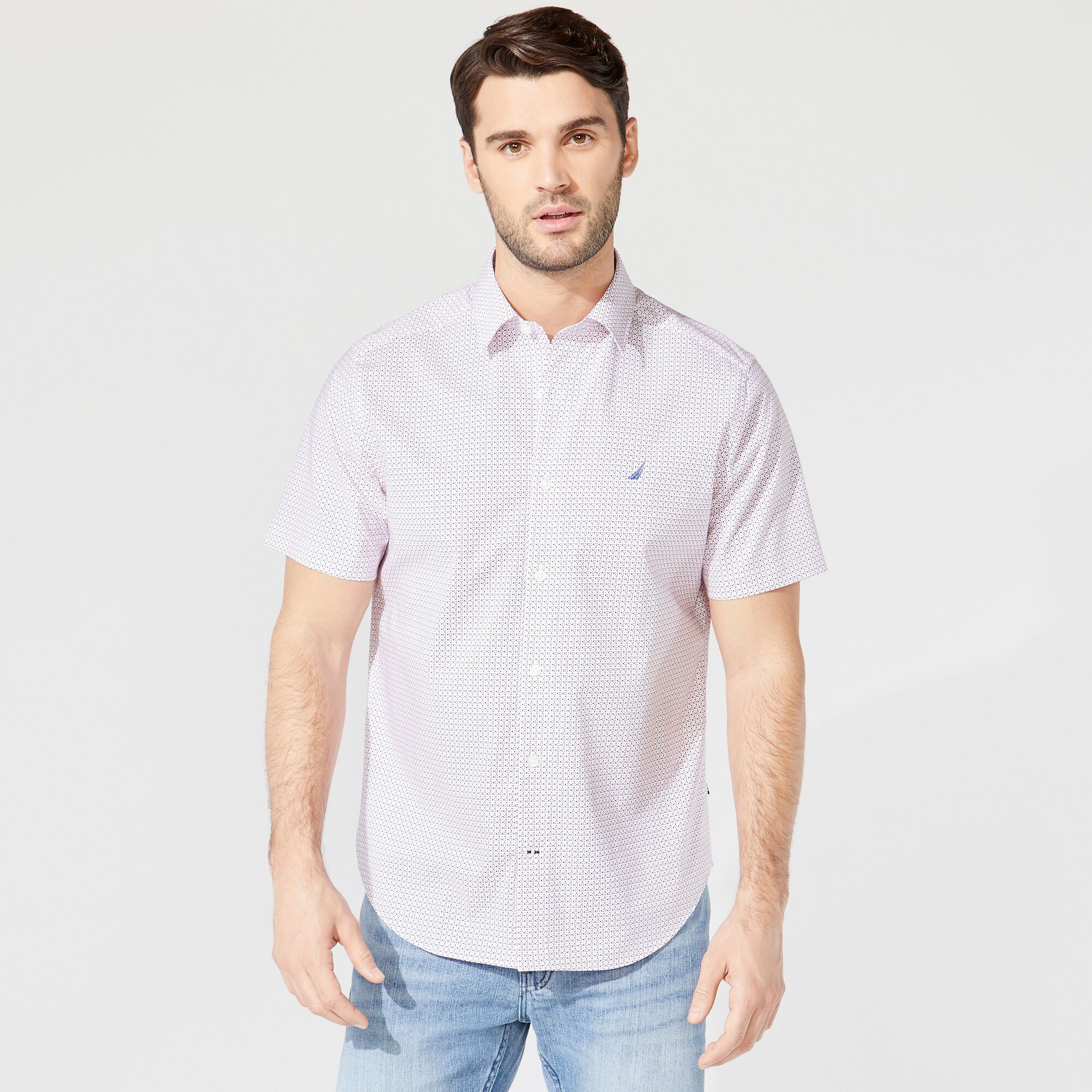 WRINKLE-RESISTANT SHORT SLEEVE SHIRT,Bright White,large
