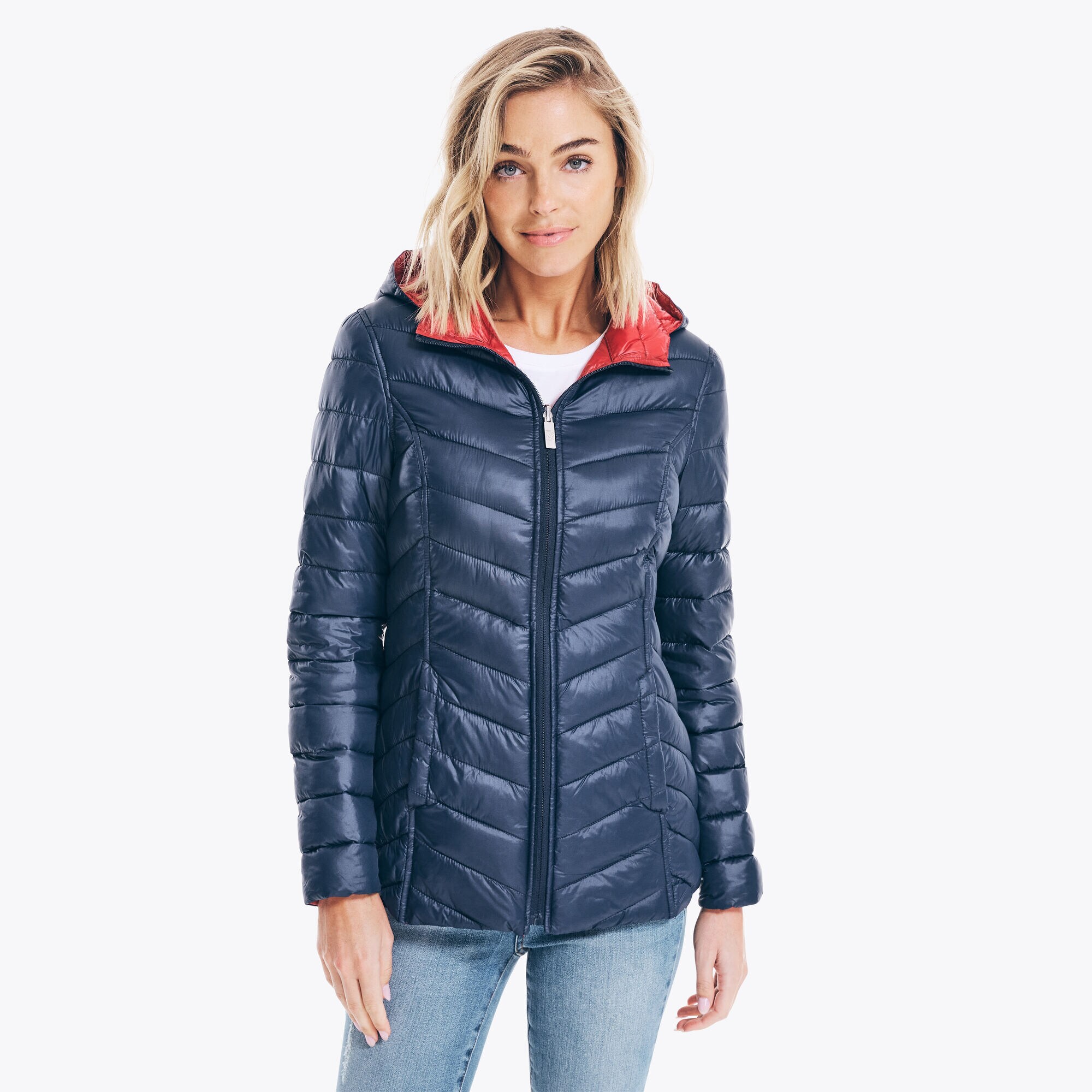 REVERSIBLE HOODED PUFFER,Stellar Blue Heather,large