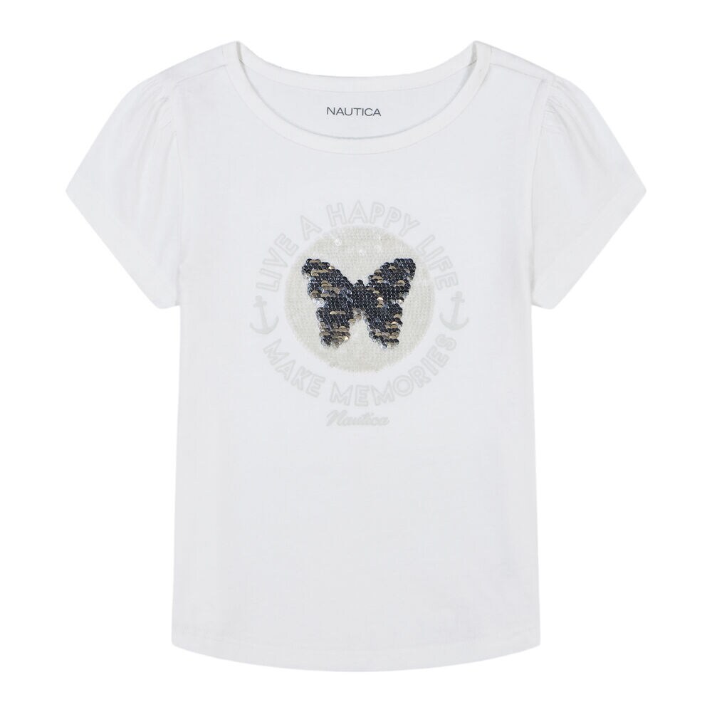 Girls' Live A Happy Life T-Shirt (7-16),Antique White Wash,large
