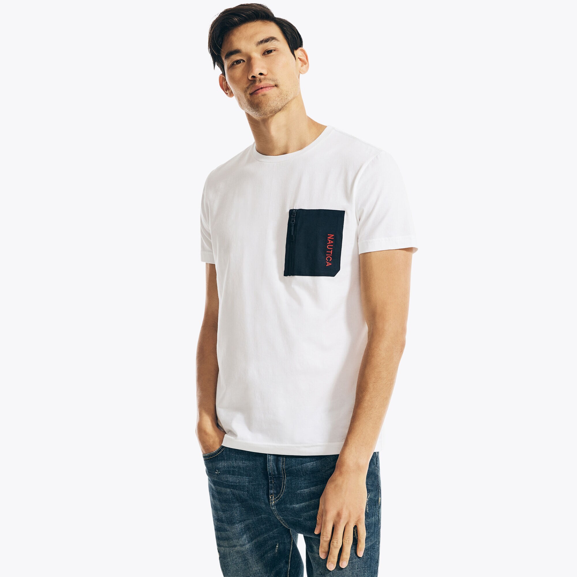 ZIP-POCKET T-SHIRT,Bright White,large