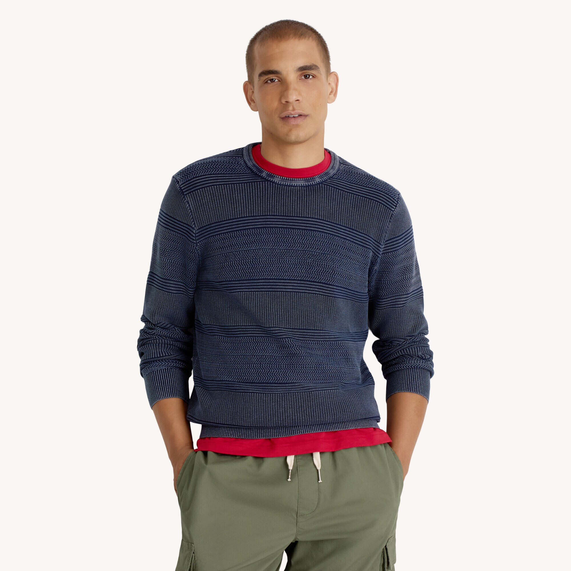  Stonewashed Crewneck Sweater,Stellar Blue Heather,large