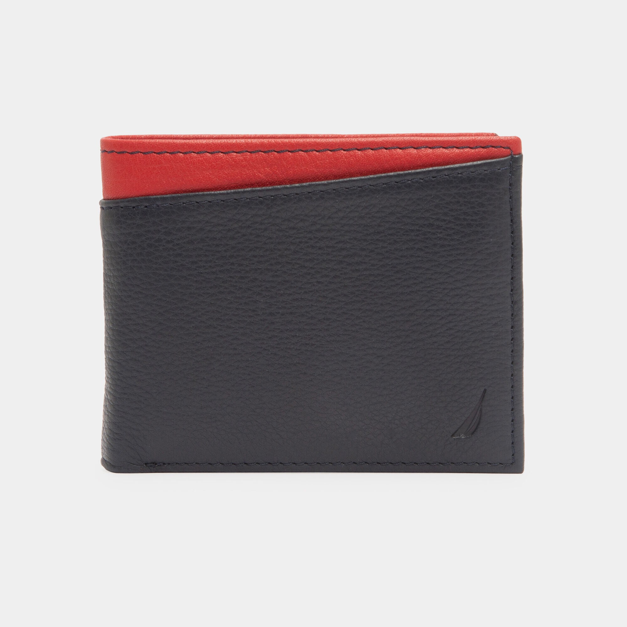 WILDER X-CAP LEATHER SLIM BIFOLD WALLET,Navy,large