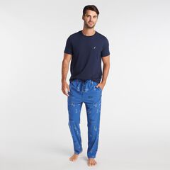 LOGO AND NAUTICAL FLAG PRINT SLEEP PANT,Windsurf Blue,large