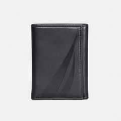 LEATHER TRIFOLD WALLET ,True Black,large