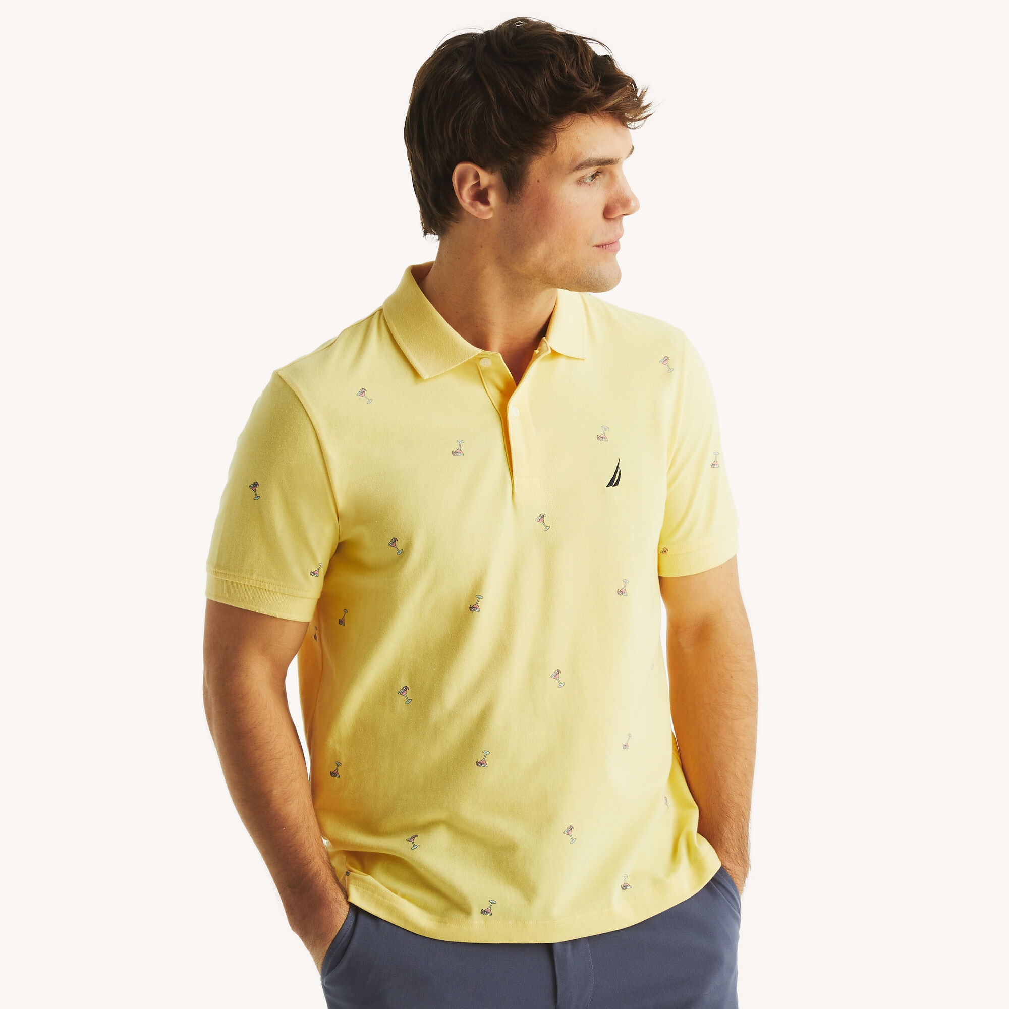 Classic Fit Printed Polo,Sunshine,large