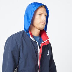 LIGHTWEIGHT COLORBLOCK WINDBREAKER JACKET,Navy,large