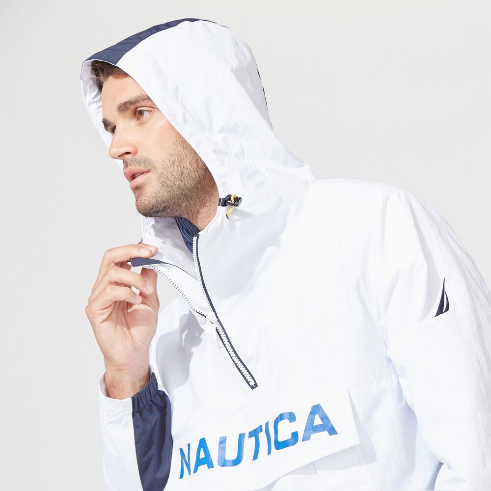 LIGHTWEIGHT COLORBLOCK GRAPHIC PULLOVER JACKET,Bright White,large