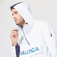 LIGHTWEIGHT COLORBLOCK GRAPHIC PULLOVER JACKET,Bright White,large