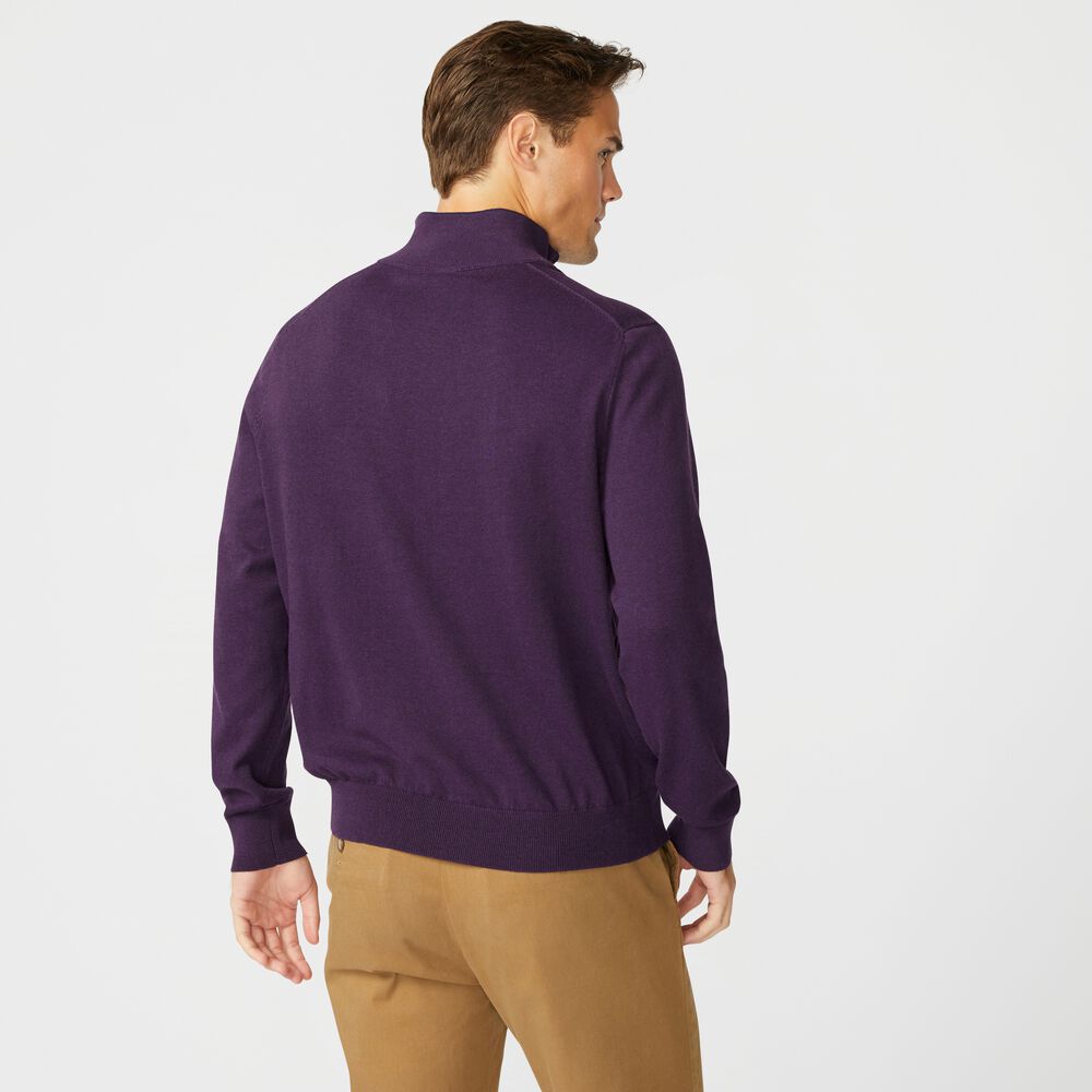 BIG & TALL NAVTECH QUARTER-ZIP SWEATER,Blackberry Heather,large