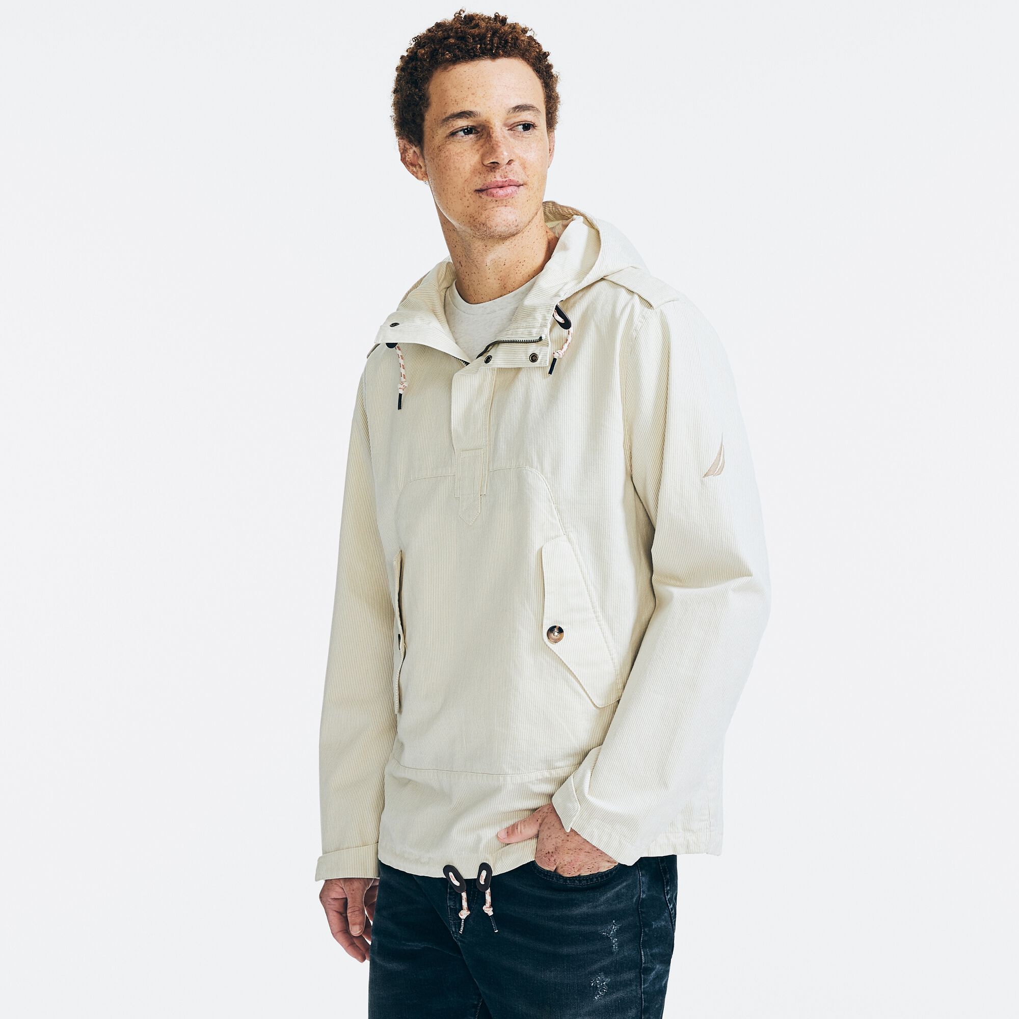 Nautica PINSTRIPE HOODED ANORAK JACKET 6478556